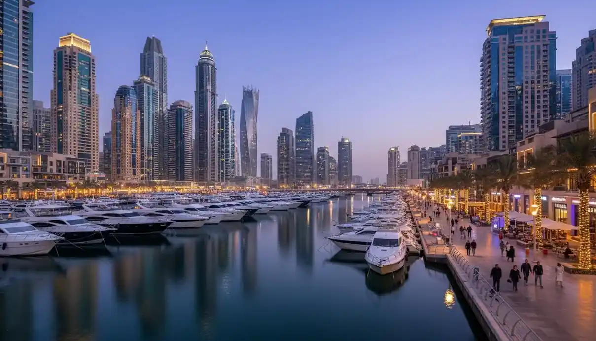 Dubai Marina waterfront at dusk - popular TS dating area