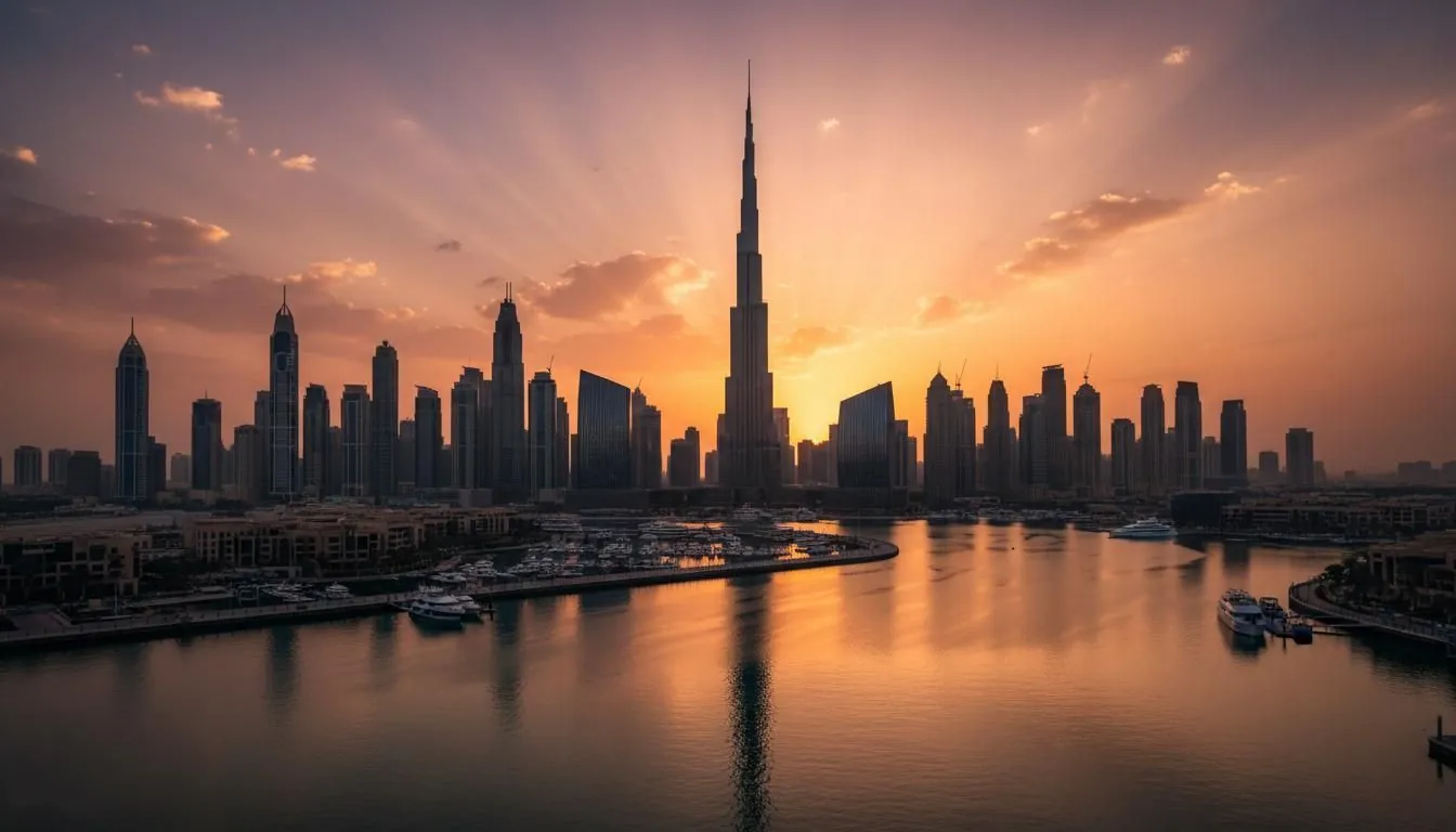 Dubai skyline at golden hour - TS Dating Dubai